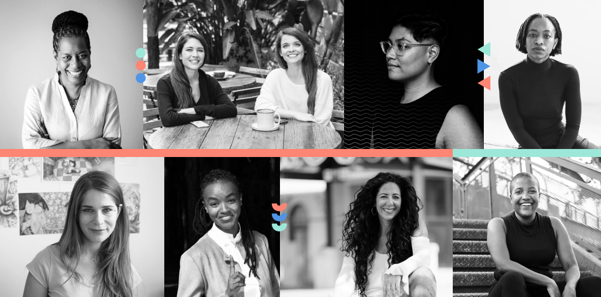 Collage of 9 leaders in women's health Jennie Joseph, Afton Vechery and Carly Leahy, Nina Kossoff, Erica Chidi, Nadine Kaadan, Jemimah Kariuki, Randy Patterson, and Alison Mariella Désir.